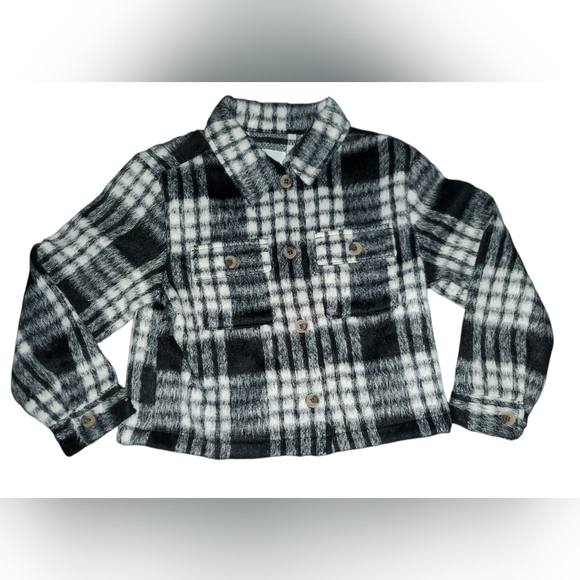 Cat & Jack Girls' Cropped Plaid Shacket NWT Sizes: S & M - Picture 4 of 8